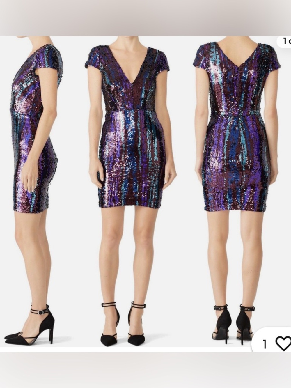 Dress the Population Purple Multi Sequin V-Neck Mini Dress